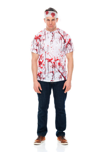 caucasian young male standing in front of white background wearing button down shirt - arms at side imagens e fotografias de stock