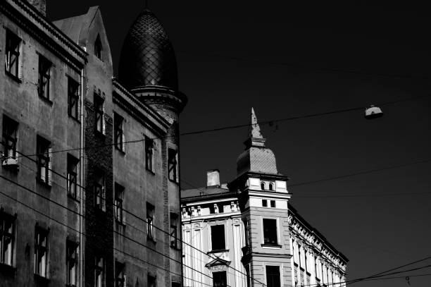 istock Beautiful Riga city architecture with old buildings. 1248673009