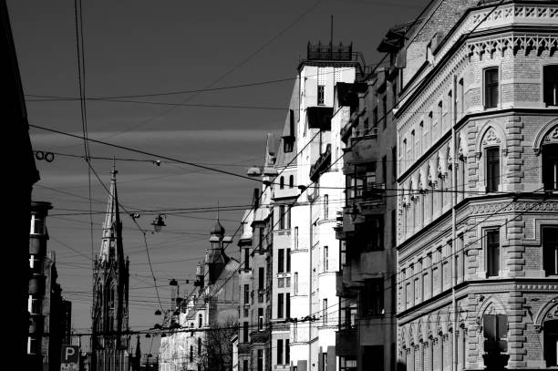 istock Beautiful Riga city architecture with old buildings. 1248673038