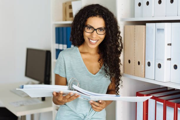 istock Happy efficient young businesswoman 1248673133