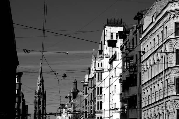 istock Beautiful Riga city architecture with old buildings. 1248673187