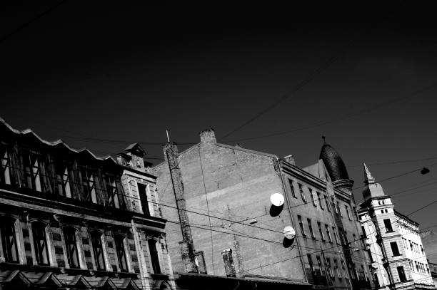istock Beautiful Riga city architecture with old buildings. 1248673205