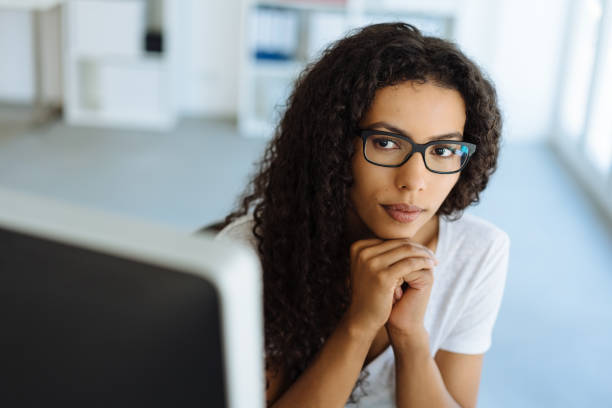 istock Thoughtful businesswoman watching in the office 1248675052