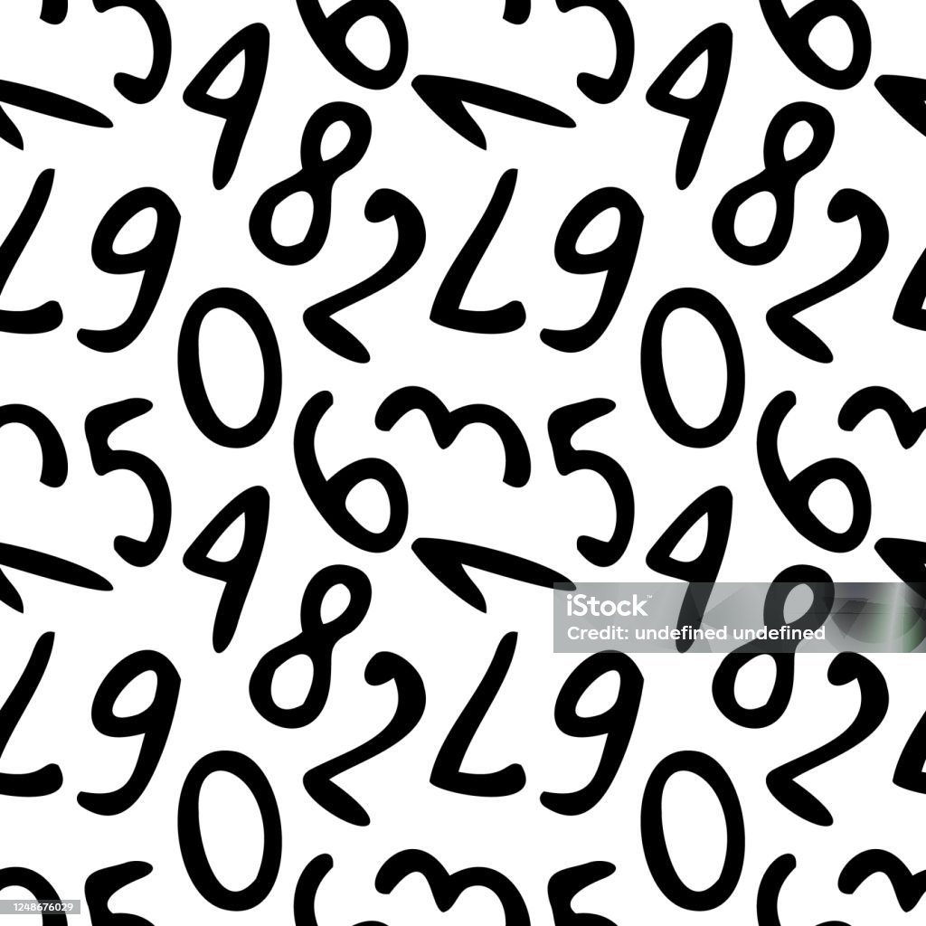 Pattern Number Design Vector Seamless Pattern With Simple Hand Drawn Numbers Design For ...
