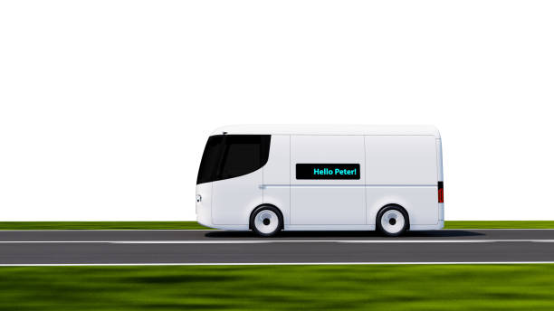 istock white electric self-driving van for branding 1248677277