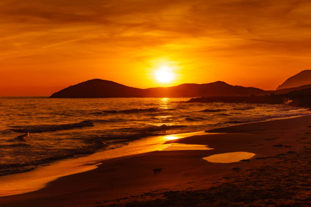 Ibiza Cala Conta Comte Compte sunset with bledas islands in horizon