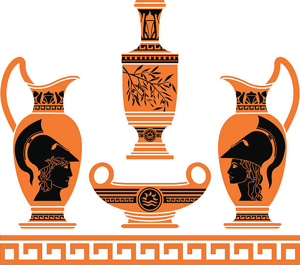набор hellenic ваз - jug decorative urn ancient greek culture stock illustrations