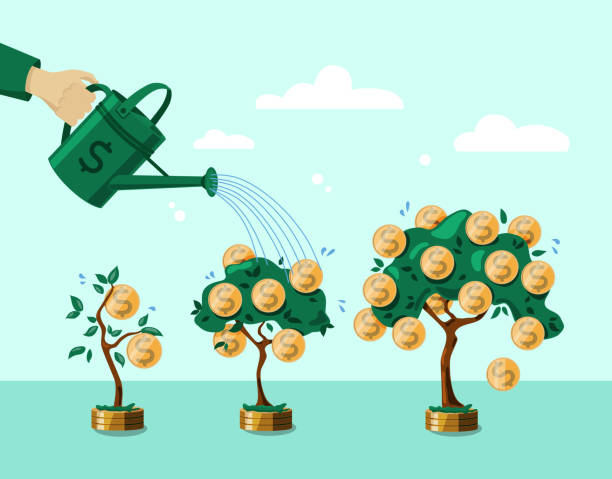Hand With A Watering Can Watering The Money Tree The Concept Of Financial  Growth Deposit Vector Illustration Objects Are Isolated Stock Illustration  - Download Image Now - iStock