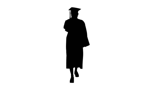 istock Silhouette Young graduate woman sick and coughing while walking 1248682001