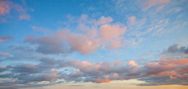 istock Sky clouds background. Beautiful landscape with clouds on sky 1248682613