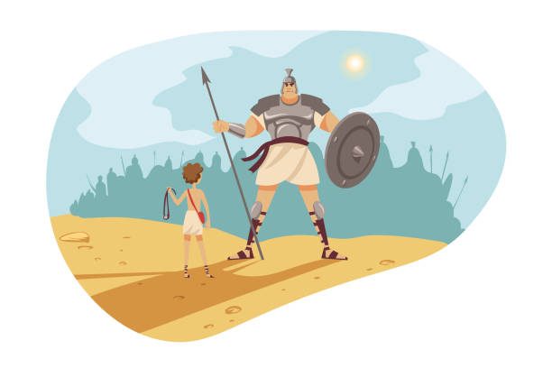 Bible Religion Christianity Concept Stock Illustration - Download Image Now  - David - Biblical King, Goliath - Warrior, Bible - iStock