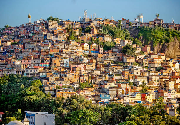 Rio de Janeiro, Brazil,  view of the Morro da Providencia favela. Rio de Janeiro, Brazil-March 06, 2020:, view of the Morro da Providencia favela.
 The Providencia favela is the first favela in the history of Rio de Janeiro. All of the mountain, on which there are slums, called favelas. Favela this plant, if you touch it, causes skin irritation. corcovado stock pictures, royalty-free photos & images
