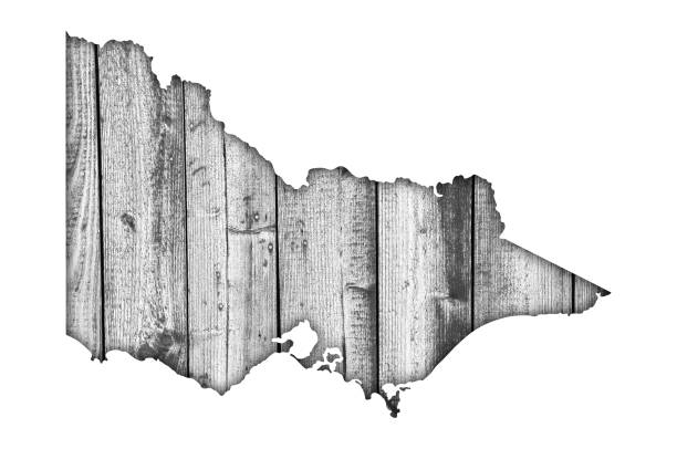 istock Map of Victoria on weathered wood 1248686001