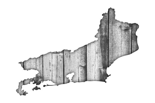 istock Map of Rio de Janeiro on weathered wood 1248686274