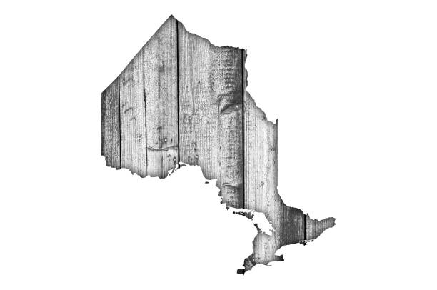 istock Map of Ontario on weathered wood 1248686450