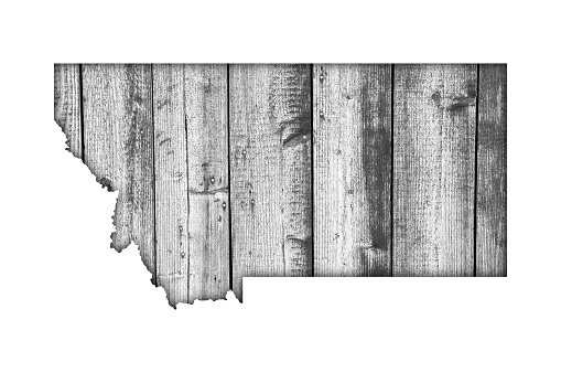 Map of Montana on weathered wood