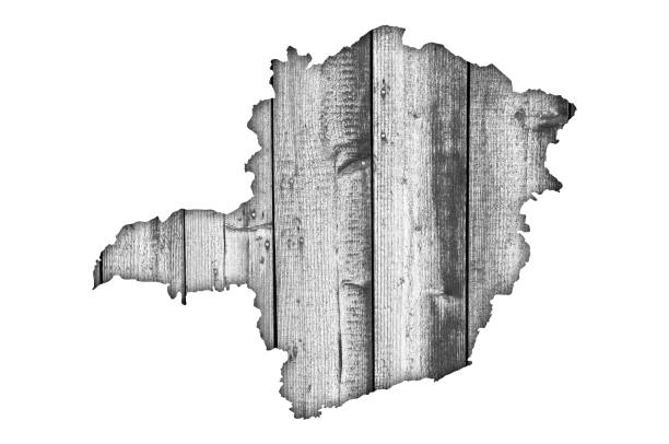istock Map of Minas Gerais on weathered wood 1248686615