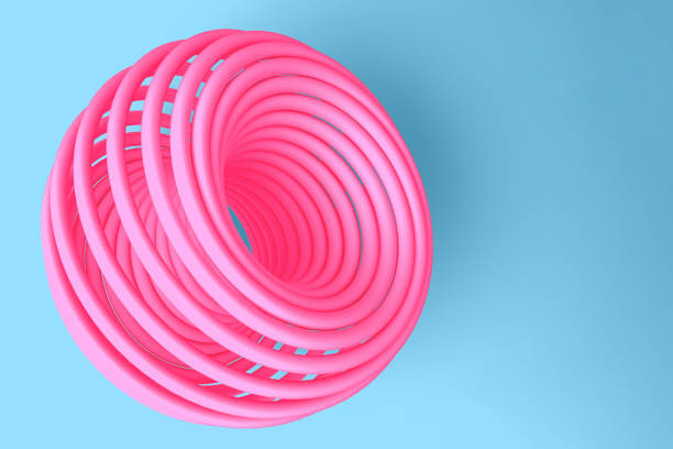 istock Pink and blue pastel light delicate abstract 3D background of a donut wave curving intertwining and writhing surface. 3D illustration with copy space 1248687652