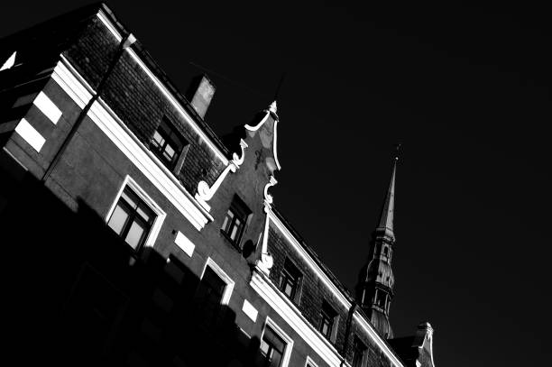 istock Beautiful Riga city architecture with old buildings. 1248688035