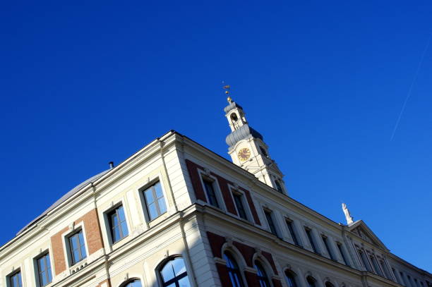 Beautiful Riga city architecture with old buildings. Riga, Latvia.