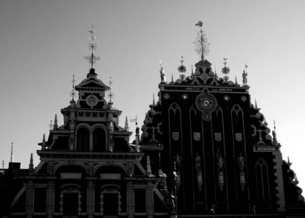 Beautiful Riga city architecture with old buildings.
