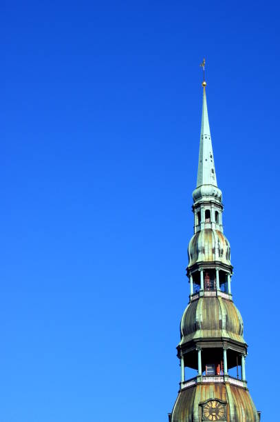 istock Beautiful Riga city architecture with old buildings. 1248688275