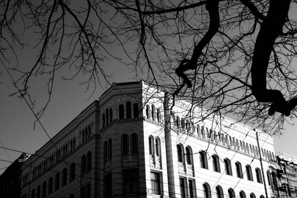 istock Beautiful Riga city architecture with old buildings. 1248688403