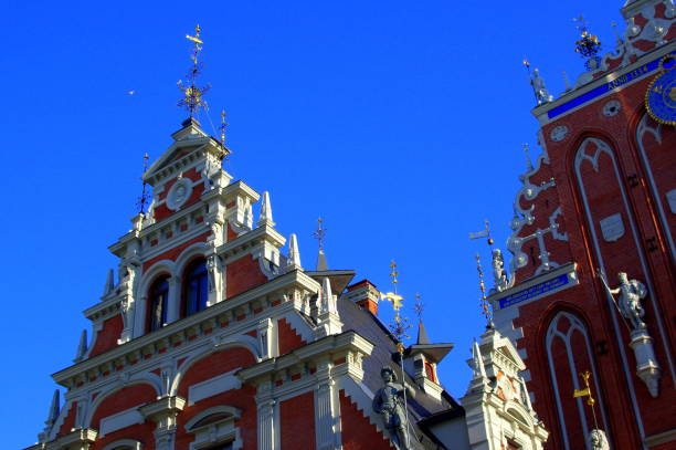 Beautiful Riga city architecture with old buildings.