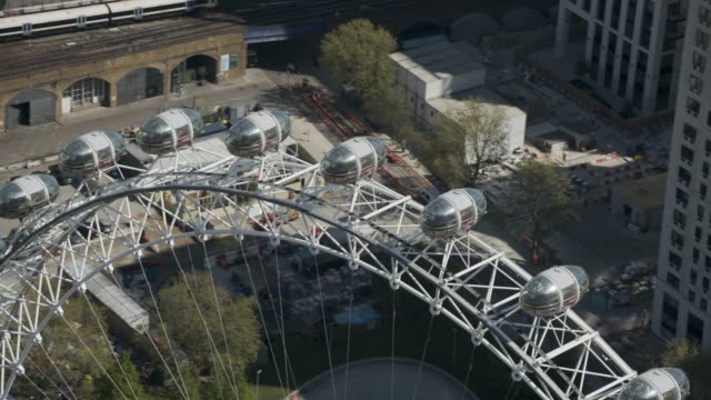 London in Lockdown - Helicopter / Aerial view of the London Eye, part 2. April 2020