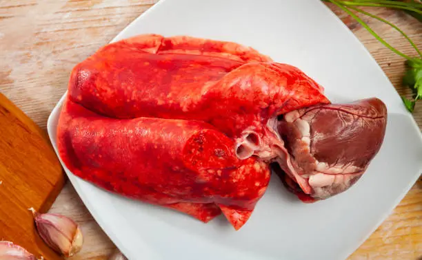 Photo of Raw lamb heart and lungs