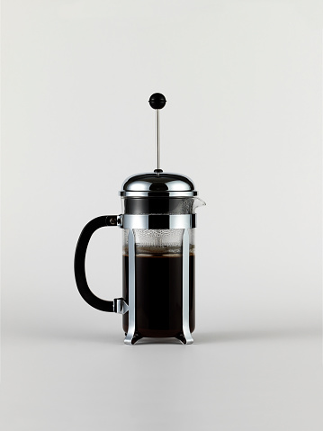 French Press Coffee isolated on white background (with clipping path)