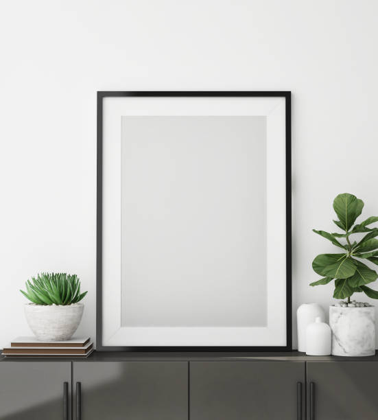 istock mock up poster frame in modern interior background, close up, 3D render 1248693718