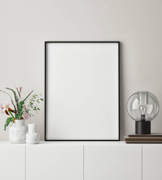 istock mock up poster frame in modern interior background, close up, 3D render 1248693822
