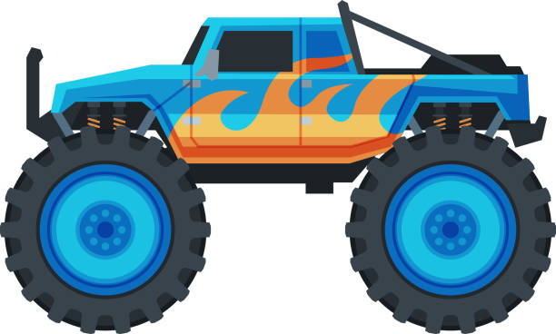 istock Monster Truck Vehicle, Heavy Blue Pickup Car with Large Tires Vector Illustration 1248694600