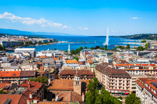 istock Geneva panoramic view in Switzerland 1248694759