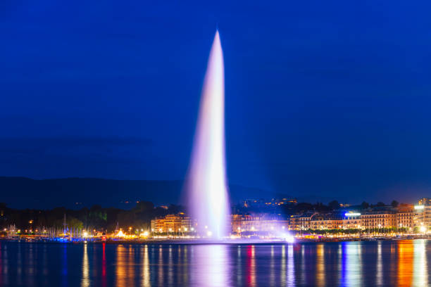 istock Water jet fountain in Geneva 1248694765
