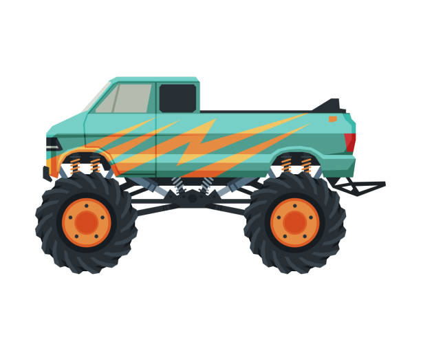 istock Monster Truck Vehicle, Heavy Pickup Car with Large Tires Vector Illustration 1248694791