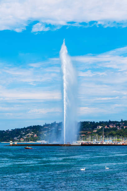 The Jet d'Eau or Water Jet is a large fountain in Geneva city in Switzerland