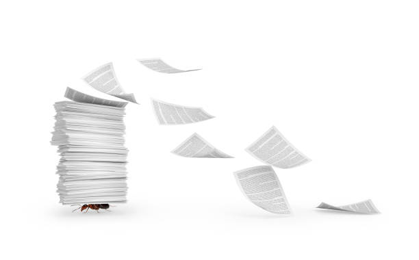 istock Documents. An ant carries a stack of paper. 3d illustration 1248695402