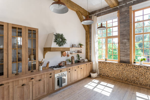 istock Comfortable kitchen room with modern interior and furniture 1248695949