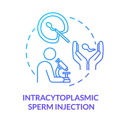 Intracytoplasmic sperm injection blue concept icon. Medicine and healthcare. In vitro fertilisation. Reproductive technology idea thin line illustration. Vector isolated outline RGB color drawing