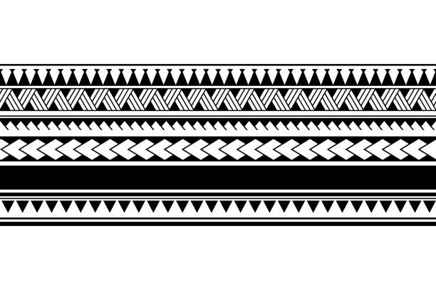 Maori polynesian tattoo bracelet. Tribal sleeve seamless pattern vector. Samoan border tattoo design fore arm or foot. Maori polynesian tattoo bracelet. Tribal sleeve seamless pattern vector. Samoan border tattoo design fore arm or foot. Armband tattoo tribal. band fabric seamless ornament isolated on white background polynesian shoulder tattoo designs stock illustrations