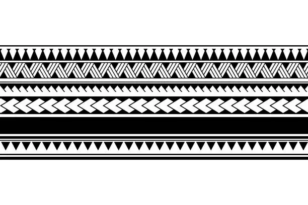 Vector illustration of Maori polynesian tattoo bracelet. Tribal sleeve seamless pattern vector. Samoan border tattoo design fore arm or foot.