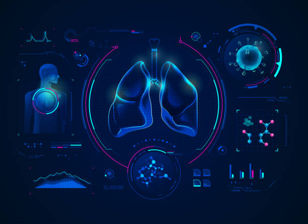 lungsDiagnosis concept of medical technology, graphic of lungs, respiratory system and virus with medical element human lung stock illustrations