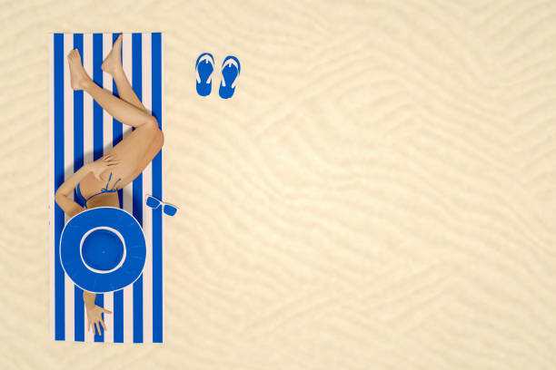 istock Top view of beach, sand background, minimal summer concept 1248698926