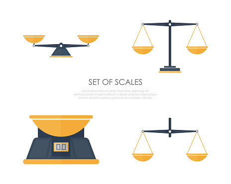 istock Set of three scales. Bowls of scales in balance and imbalance. Libra. Vector. 1248699275