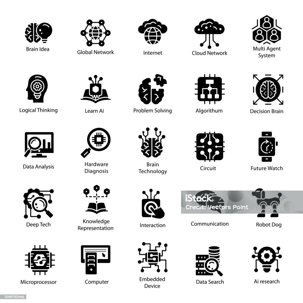 Visual Intelligence Tech Vector Technology And Artificial Intelligence Filled Vectors Pack Stock ...