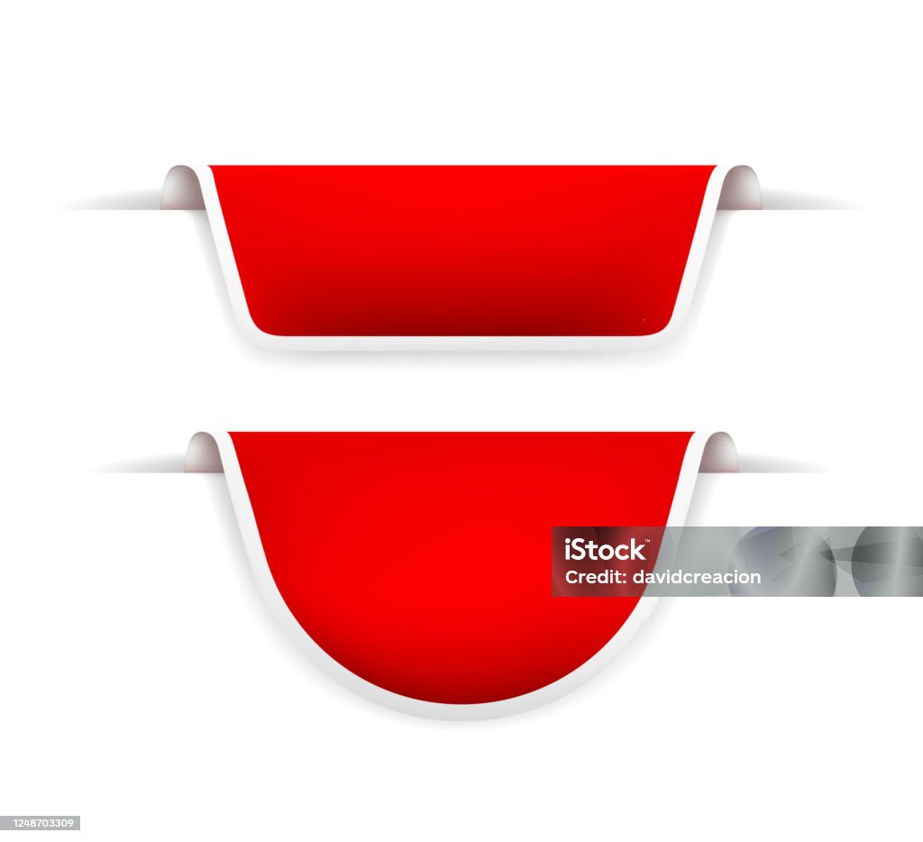 Realistic Red Label Design Collection Of High Quality Realistic Red Labels On White Background ...