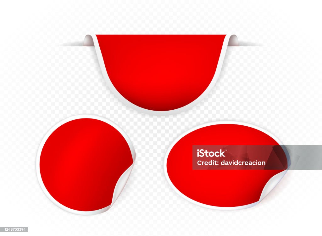 Realistic Red Label Design Collection Of High Quality Realistic Red Labels On White Background ...