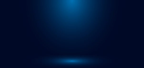 Blue gradient wall studio empty room abstract background with lighting and space for your text. Vector illustration